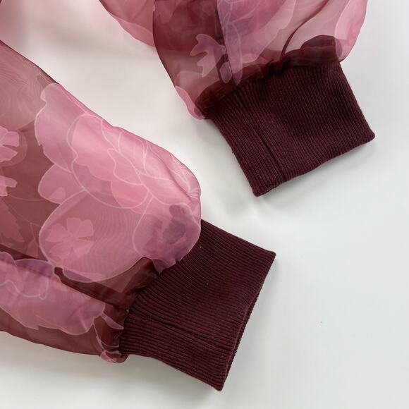 Anthropologie Dolan Sheer Organza Floral Full Zip Bomber Jacket Size Medium - Picture 10 of 15